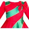 Sunny Fashion Girls Dress 3/4 Sleeve Christmas Santa Jingle Bell Snow Size 4-12(Red Green Satin)
