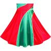 Sunny Fashion Girls Dress 3/4 Sleeve Christmas Santa Jingle Bell Snow Size 4-12(Red Green Satin)