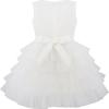 Sunny Fashion Girls Dress Birthday Princess Ruffle Dress Cake Balloon Print(White)