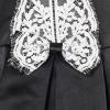 Sunny Fashion Girls Dress Black White Color Contrast Lace Bow Tie Size 6-10