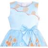 Sunny Fashion Girls Dress Bow Tie Green Pink Color Contrast Size 4-12(Azure Blue)