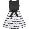 Sunny Fashion Girls Dress Bow Tie Green Pink Color Contrast Size 4-12(Night Black)