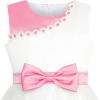 Sunny Fashion Girls Dress Bow Tie Green Pink Color Contrast Size 4-12(Pink White)