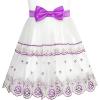 Sunny Fashion Girls Dress Bow Tie Green Pink Color Contrast Size 4-12(Purple)