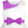 Sunny Fashion Girls Dress Bow Tie Green Pink Color Contrast Size 4-12(Purple)