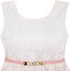 Sunny Fashion Girls Dress Floral Lace Jeweled Pearl Belt Pageant Party 4-14