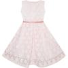 Sunny Fashion Girls Dress Floral Lace Jeweled Pearl Belt Pageant Party 4-14