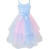 Sunny Fashion Girls Dress Pink Blue Skater Ball Gown Pageant Size 6-12