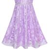 Sunny Fashion Girls Dress Purple Lace Pearl Wedding Bridesmaid Gown Size 6-12
