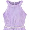 Sunny Fashion Girls Dress Purple Lace Pearl Wedding Bridesmaid Gown Size 6-12