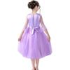 Sunny Fashion Girls Dress Purple Peacock Illusion Shoulder Bell Sleeve Size 6-12