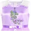 Sunny Fashion Girls Dress Purple Peacock Illusion Shoulder Bell Sleeve Size 6-12