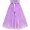 Sunny Fashion Girls Dress Purple Peacock Illusion Shoulder Bell Sleeve Size 6-12