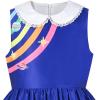 Sunny Fashion Girls Dress Purple Sunflower Green Leaves Butterfly Size 4-12(Blue Solar System)