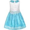 Sunny Fashion Girls Dress Red Blue Lace Stripe Collar Party Sundress Size 4-10