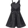 Sunny Fashion Girls Dress Satin Bow Tie One-Shoulder Party Size 6-12(Black)