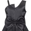 Sunny Fashion Girls Dress Satin Bow Tie One-Shoulder Party Size 6-12(Black)