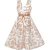Sunny Fashion Girls Dress V Neckline Embroidered Floral Champagne Size 6-12
