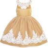 Sunny Fashion Girls Dress Vintage Flower Lace Purple Wedding Party Size 7-14(Yellow)