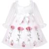 Sunny Fashion Girls Dress White Rose Flower Embroidery Heart Shape Back Wedding(Pink)