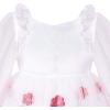 Sunny Fashion Girls Dress White Rose Flower Embroidery Heart Shape Back Wedding(Pink)