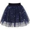 Sunny Fashion Girls Skirt Navy Blue Pearl Stars Sparkling Tutu Dancing Size 4-12(Blue)