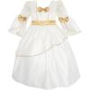 Sunny Fashion Flower Girl Dress Champagne Bow Tie Tulle Wedding Bridesmaid