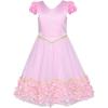 Sunny Fashion Flower Girl Dress Pink Floral Wedding Bridesmaid Party Size 6-12