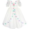 Sunny Fashion Flower Girl Dress Sequin Rose Flower Petal Wedding Princess