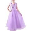Sunny Fashion Flower Girls Dress Purple Sleeveless Mantillas Wedding Bridesmaid