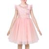 Sunny Fashion Flower Girls Dress Purple Tiered Skirt Bridesmaid Wedding(Pink Sequin)