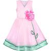 Sunny Fashion Flower Girls Dress Tiered Ruffle Skirt Blue Pageant Size 6-12(Pink)
