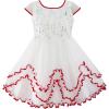 Sunny Fashion Flower Girls Dress Tiered Ruffle Skirt Blue Pageant Size 6-12(Red)