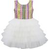 Sunny Fashion Girls Dress Birthday Princess Ruffle Dress Cake Balloon Print(White)