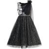 Sunny Fashion Girls Dress Black Sparkling Tulle Lace Party Prom Gown Size 6-12