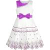 Sunny Fashion Girls Dress Bow Tie Green Pink Color Contrast Size 4-12(Purple)
