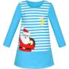 Sunny Fashion Girls Dress Long Sleeve Butterfly Color Contrast Casual Wearing(Blue Striped)