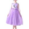 Sunny Fashion Girls Dress Purple Peacock Illusion Shoulder Bell Sleeve Size 6-12