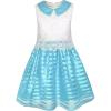 Sunny Fashion Girls Dress Red Blue Lace Stripe Collar Party Sundress Size 4-10