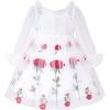 Sunny Fashion Girls Dress White Rose Flower Embroidery Heart Shape Back Wedding(Pink)