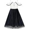 Sunny Fashion Girls Dress White and Black Chiffon Lace Cold Shoulder Size 6-12