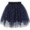 Sunny Fashion Girls Skirt Navy Blue Pearl Stars Sparkling Tutu Dancing Size 4-12(Blue)