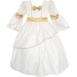 Sunny Fashion Flower Girl Dress Champagne Bow Tie Tulle Wedding Bridesmaid