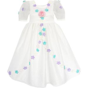 Sunny Fashion Flower Girl Dress Sequin Rose Flower Petal Wedding Princess
