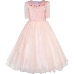 Sunny Fashion Flower Girls Dress Misty Rose Wedding Pageant Bridesmaid Size 7-14