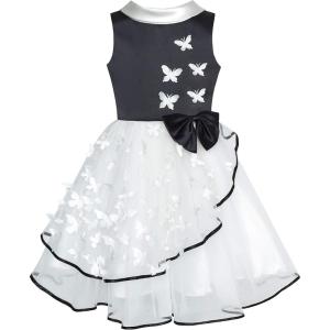 Sunny Fashion Flower Girls Dress White and Black Pageant Party