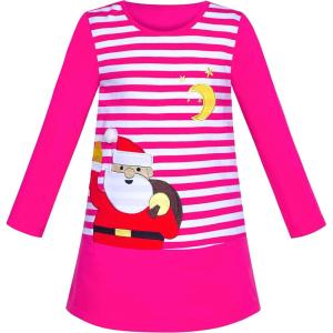 Sunny Fashion Girls Dress Long Sleeve Butterfly Color Contrast Casual Wearing(Purple Striped)