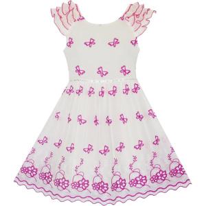 Sunny Fashion Girls Dress Pink Embroidered Dress Princess Pageant