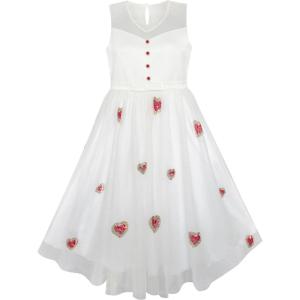 Sunny Fashion Girls Dress Red Heart Sequins Princess Wedding Pageant Size 6-14