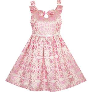 Sunny Fashion Girls Pearl Belted Satin Glitter Pageant Wedding Dress 4-10